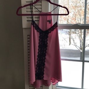 Beautiful Pink with Black Lace detail Cami